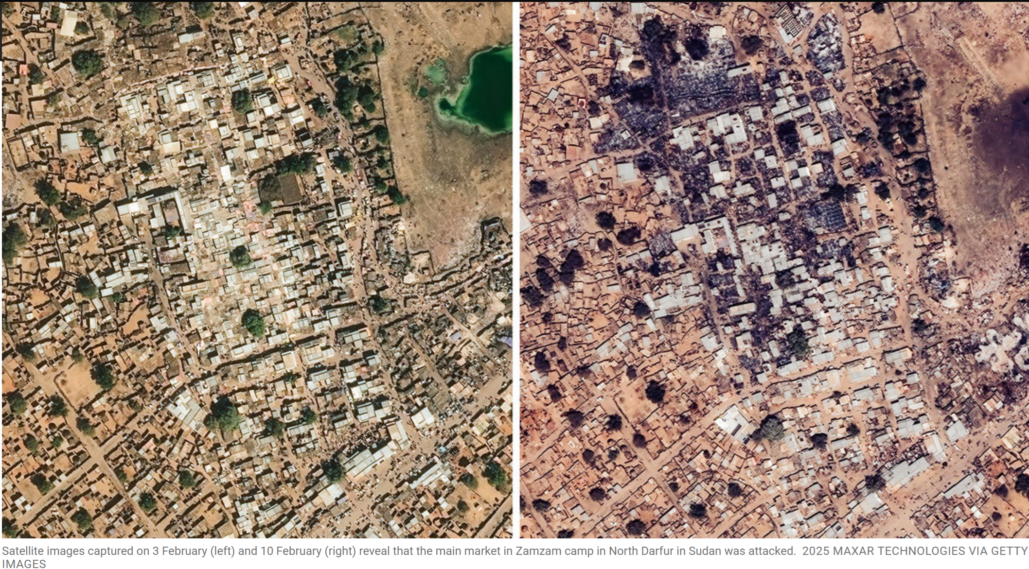 Sudan_devastation At Yale University’s Humanitarian Research Lab, researchers are poring over satellite images and thermal sensing data captured over the Darfur region of Sudan over the past few weeks, looking for telltale signs of recent violence. Where a hospital stood just a few weeks ago, there may only be scarred ruins today. A graveyard on the edge of a town has undergone a sudden expansion. Entire villages have been torched. doi: 10.1126/science.zvussc0